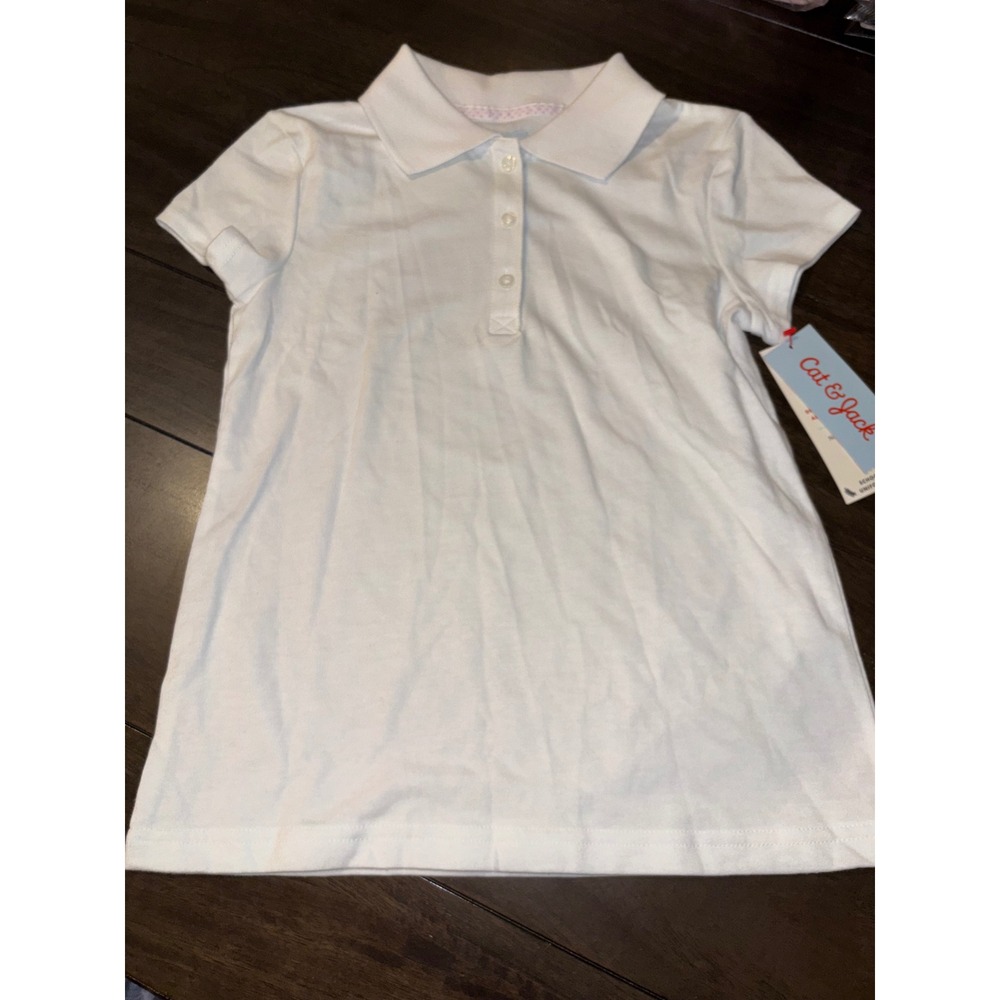 Cat & Jack Girls White Short Sleeve School Uniform Polo Shirt Size M 8 NWT